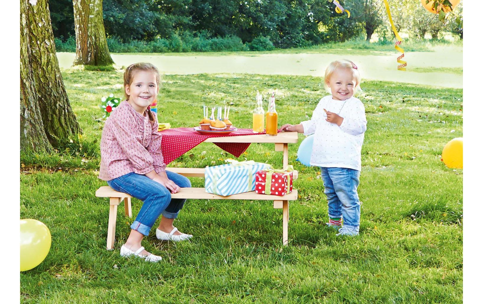 Pinolino Kinderträume 3-teiliges Bistro-Set – Beige – Holz – Tisch 90 × 79 × 50 cm