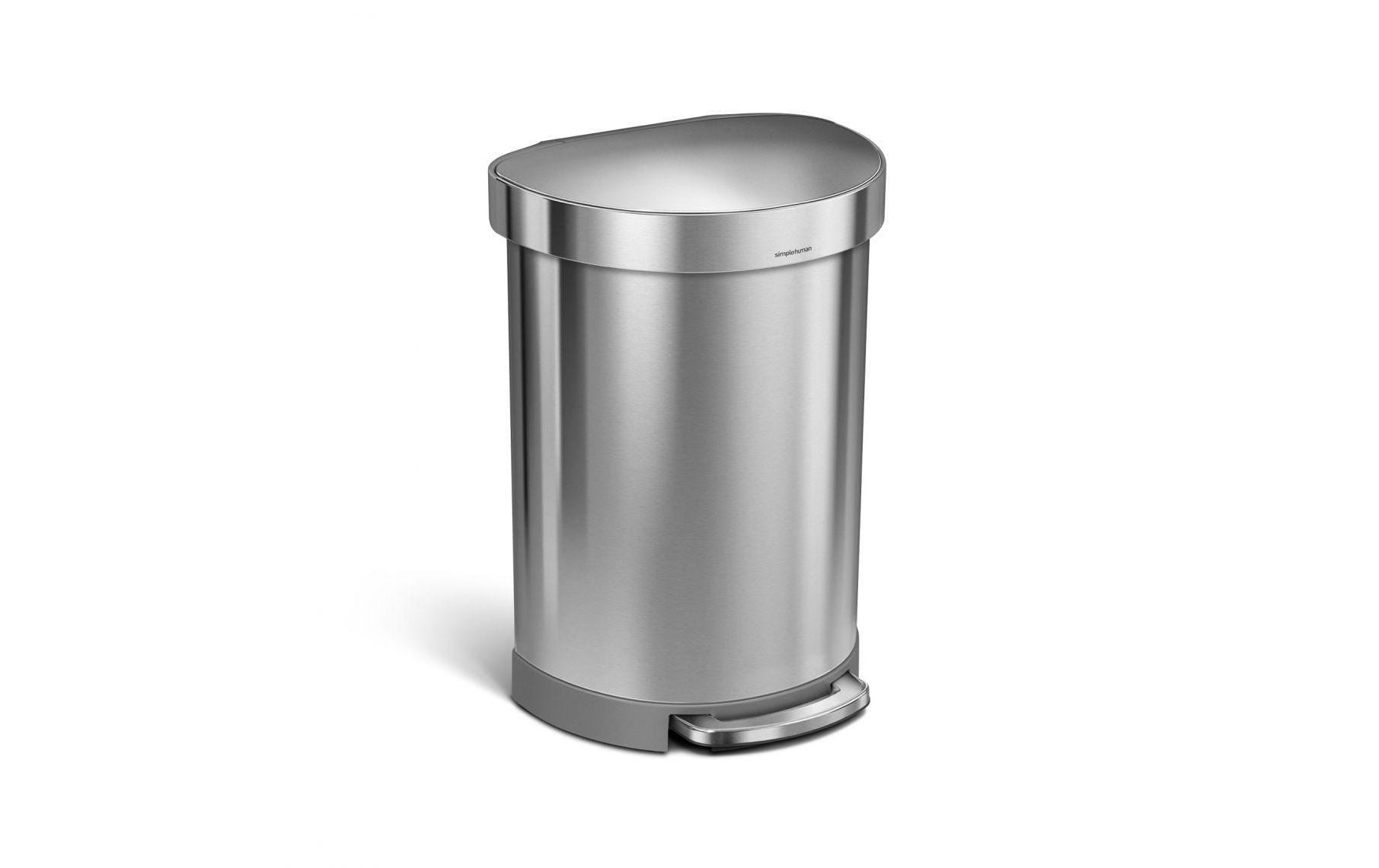 simplehuman Abfallcontainer – 60 l, mit Deckel, Edelstahl – B × H × T 455 × 670 × 417 mm