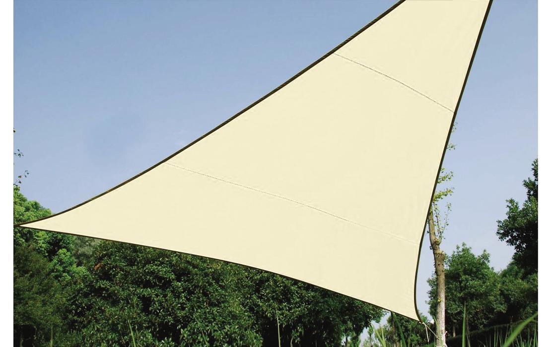 Perel Dreieckiges Sonnensegel 500 cm × 500 cm × 500 cm, Polyester, Beige, Wasserabweisend, Waschmaschinenfest