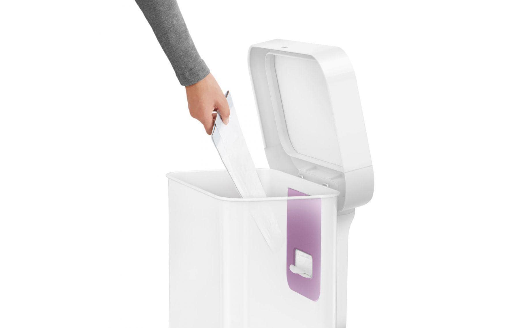 simplehuman Treteimer CW2027 – 45 l – Edelstahl, rechteckig – Weiss