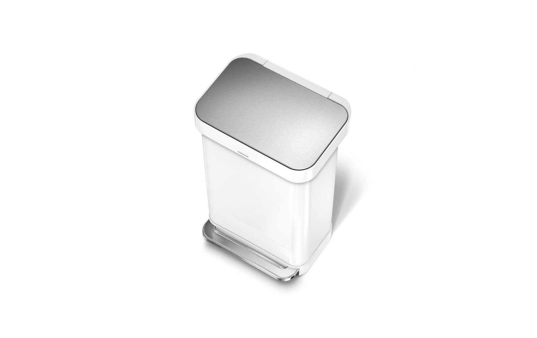 simplehuman Treteimer CW2027 – 45 l – Edelstahl, rechteckig – Weiss