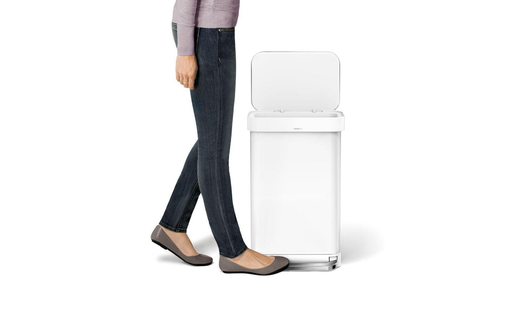 simplehuman Treteimer CW2027 – 45 l – Edelstahl, rechteckig – Weiss