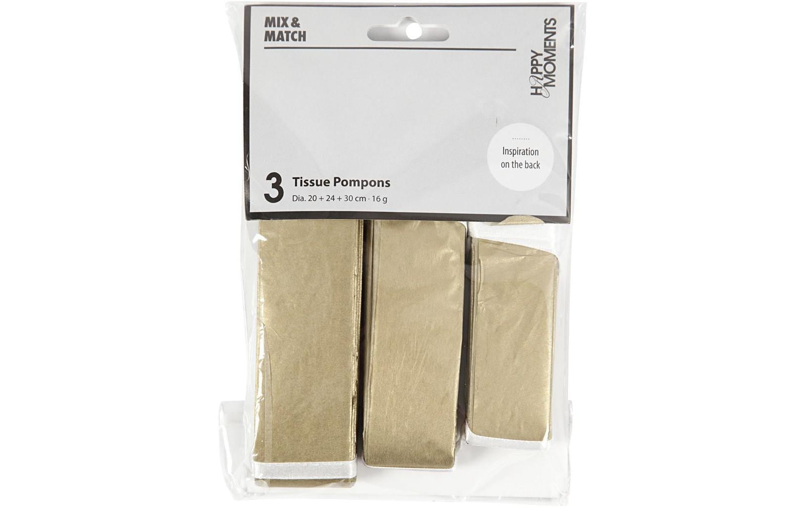 Creativ Company Dekorativer Pom-Pom – Gold – Ø 30 cm – Papier – 3 Stk