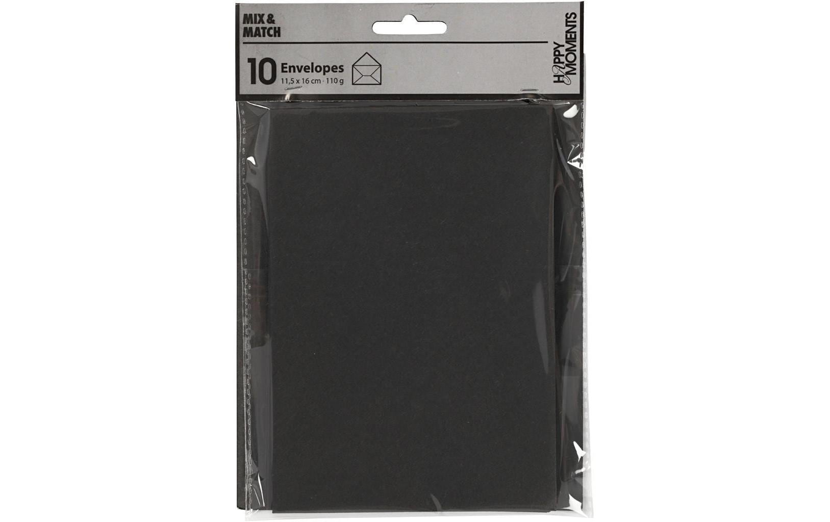 Creativ Company Couvert C6, ohne Fenster, schwarz, 110 g/m² – 10 Stk.