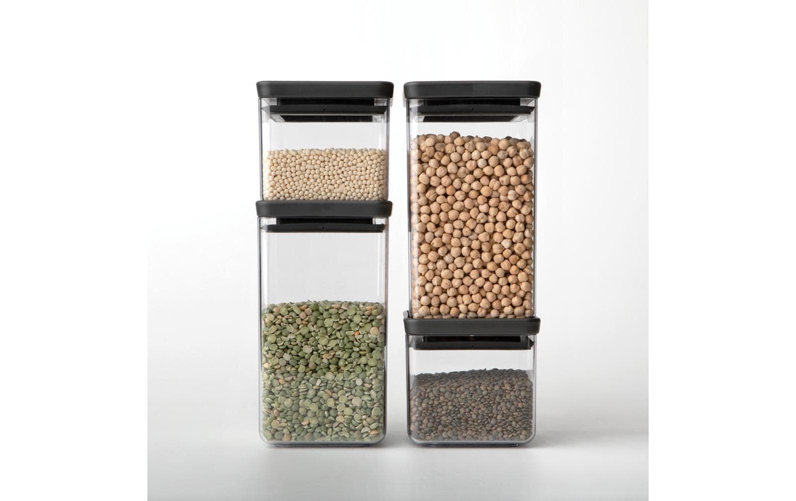 Brabantia Vorratsdose 700 ml, 11 × 11 × 10,5 cm, Kunststoff/Silikon, transparent/schwarz