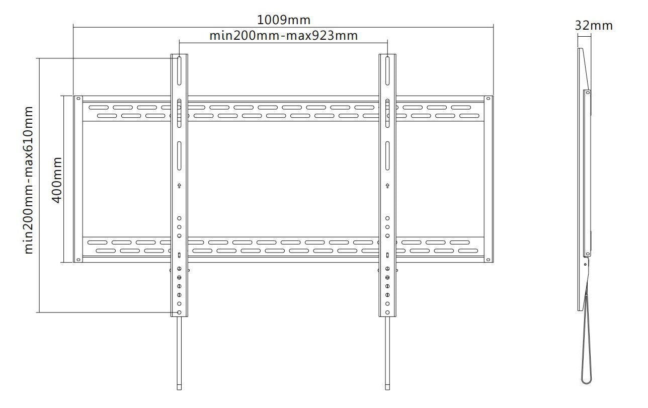 Neomounts LFD-W1000 – Wandhalterung, fix, für 88″, VESA 200×200, bis 125 kg, schwarz