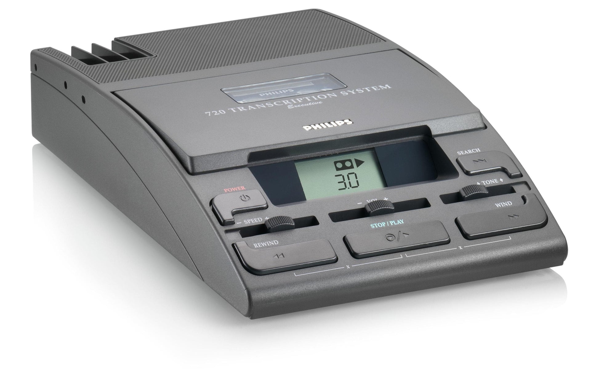 Philips 720T – Diktiergerät – mit Lautsprecher, Akkubetrieb, 12 V DC-Anschluss – Schwarz