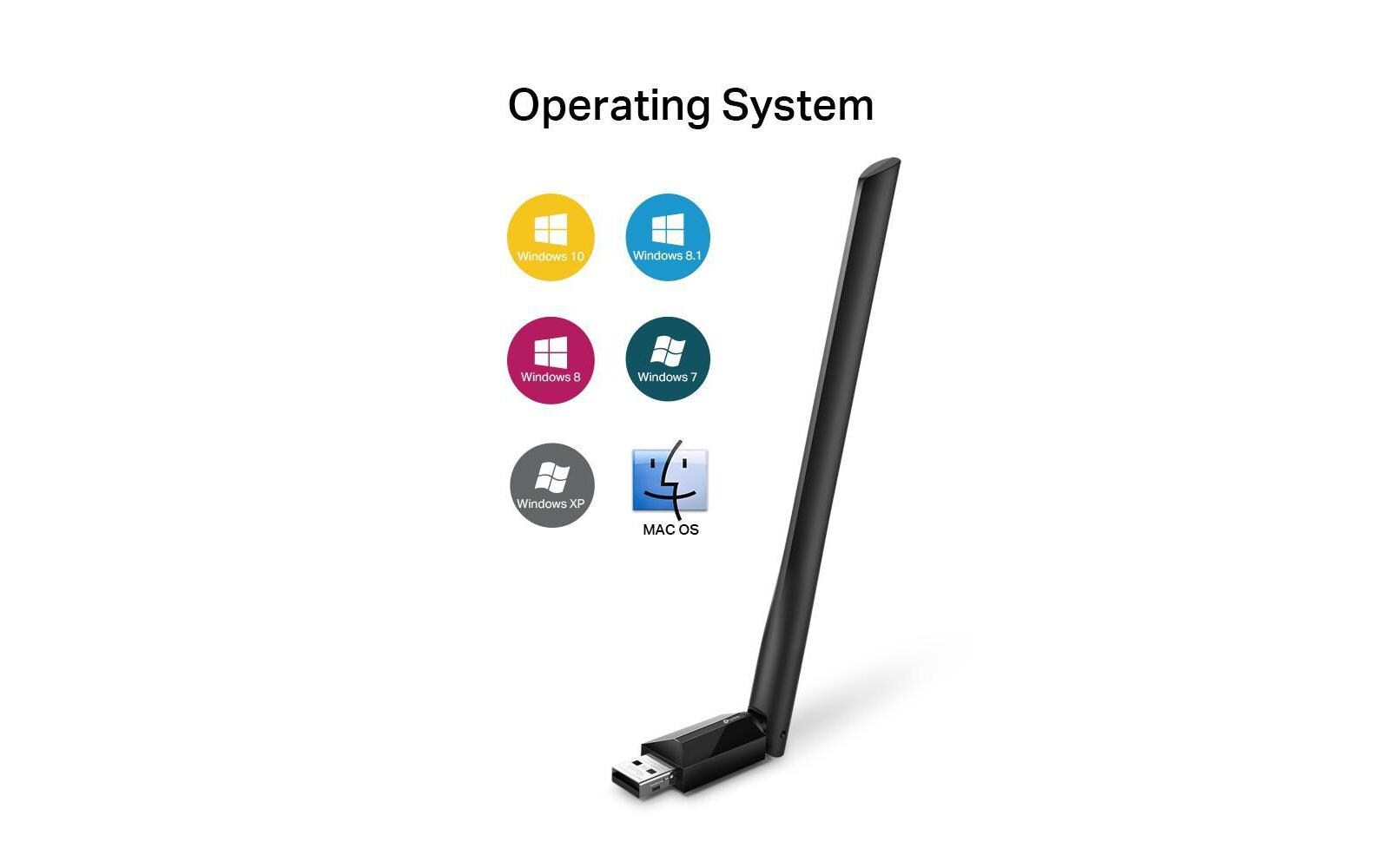 TP-Link Archer T2U Plus – WLAN-Stick, Wi-Fi 5 (802.11ac), Dual-Band, bis 600 Mbit/s, USB 2.0, externe Antenne