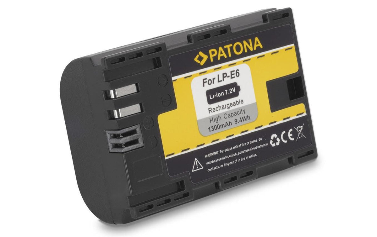 PATONA LP-E6 Akku – 1300 mAh, 7,2 V Li-Ion – für EOS 5D Mark III, EOS 6D, EOS 70D – Schwarz