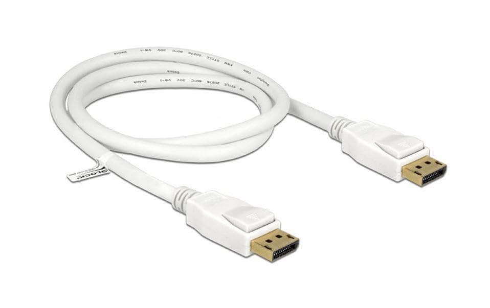 DeLOCK DisplayPort Kabel DP 1.2 4K 60 Hz – 1 m – Weiss