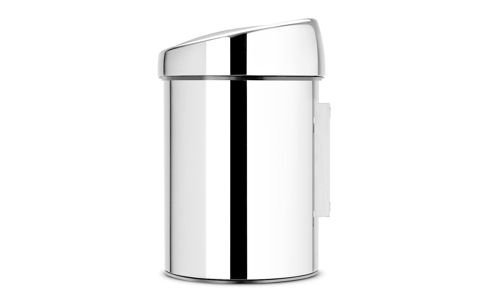 Brabantia Kosmetikeimer Touch Bin – 3 l – Edelstahl, rund – mit Innenkübel – Wandmontage