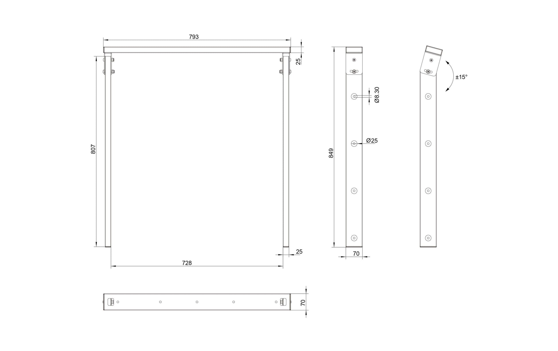 Multibrackets Ceiling Mount Pro OM55N-D – Monitorhalterung, Decke, bis 55", 80 kg, für Samsung OM55N-D