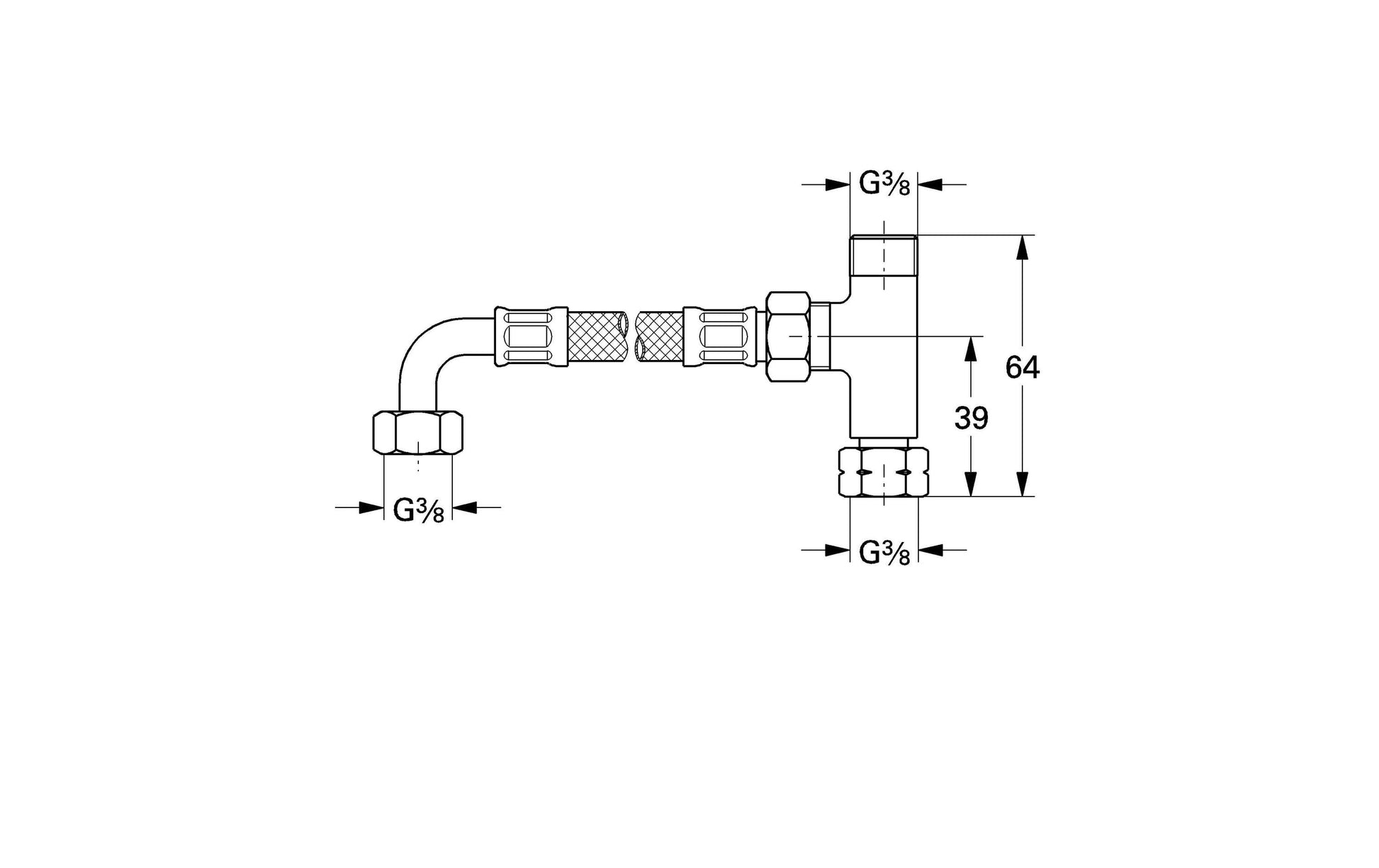 GROHE Grohtherm Micro Unterputz-Badebatterie Anschluss-Set – 9,5×35×4,5 cm, Metall, Edelstahl, für 3/8"