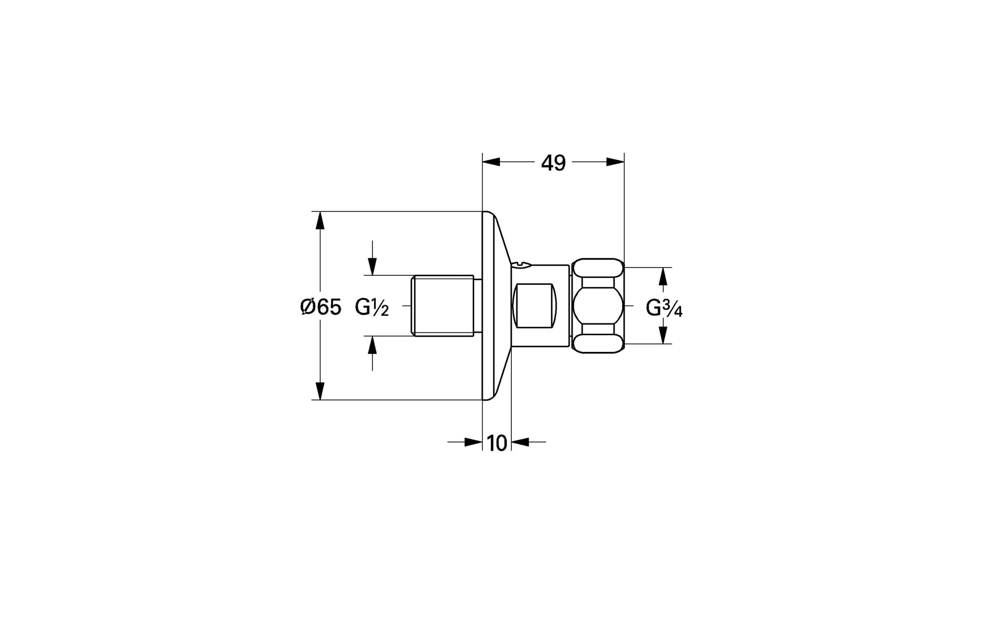 GROHE Duschkopfadapter – 3/4", Messing, Chrom