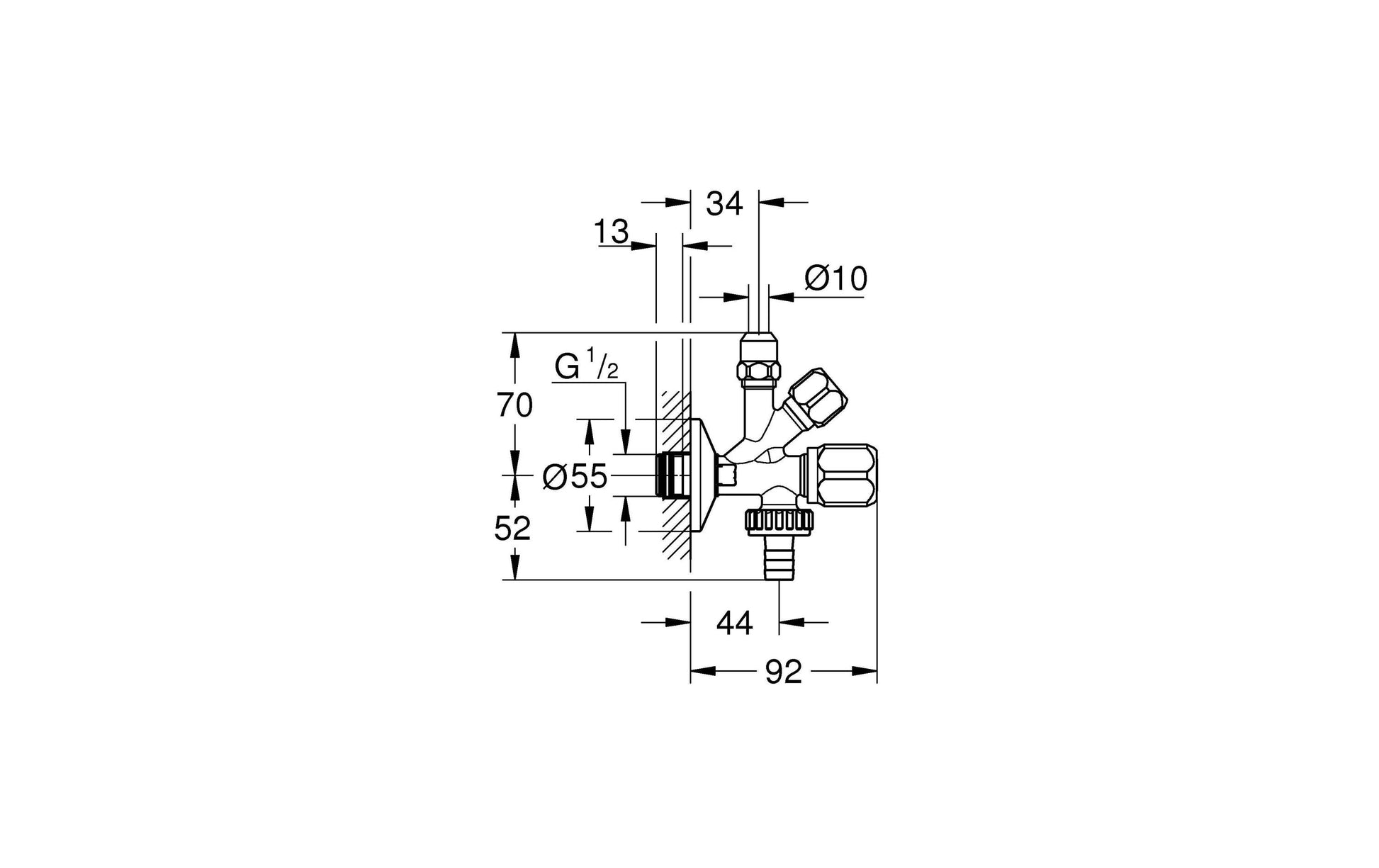 GROHE Kombi-Eckventil – Anschluss 3/8", Messing, Chrom, für Waschmaschine