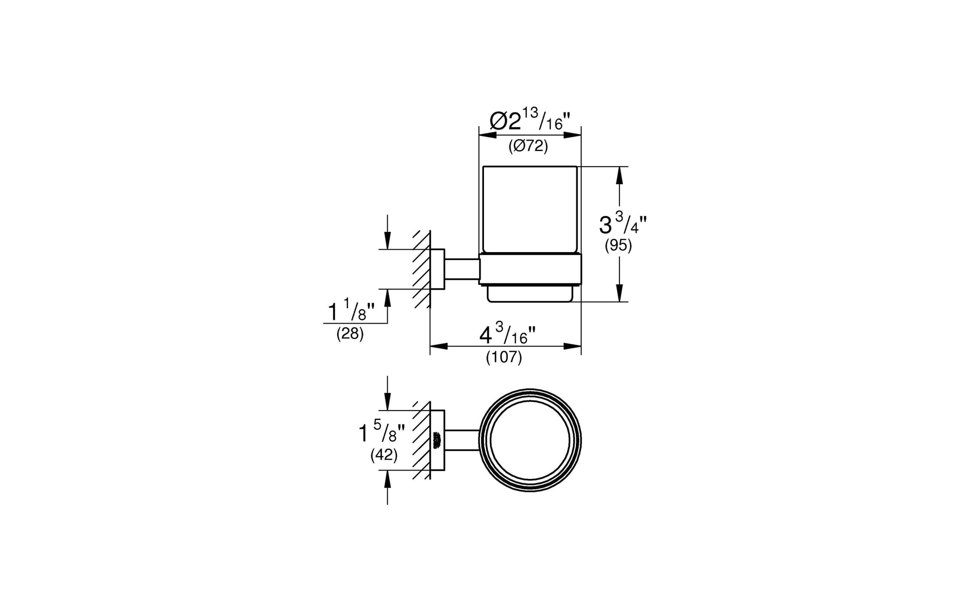 GROHE Essentials Cube Zahnbecher – Bohren – Chrom – Glas
