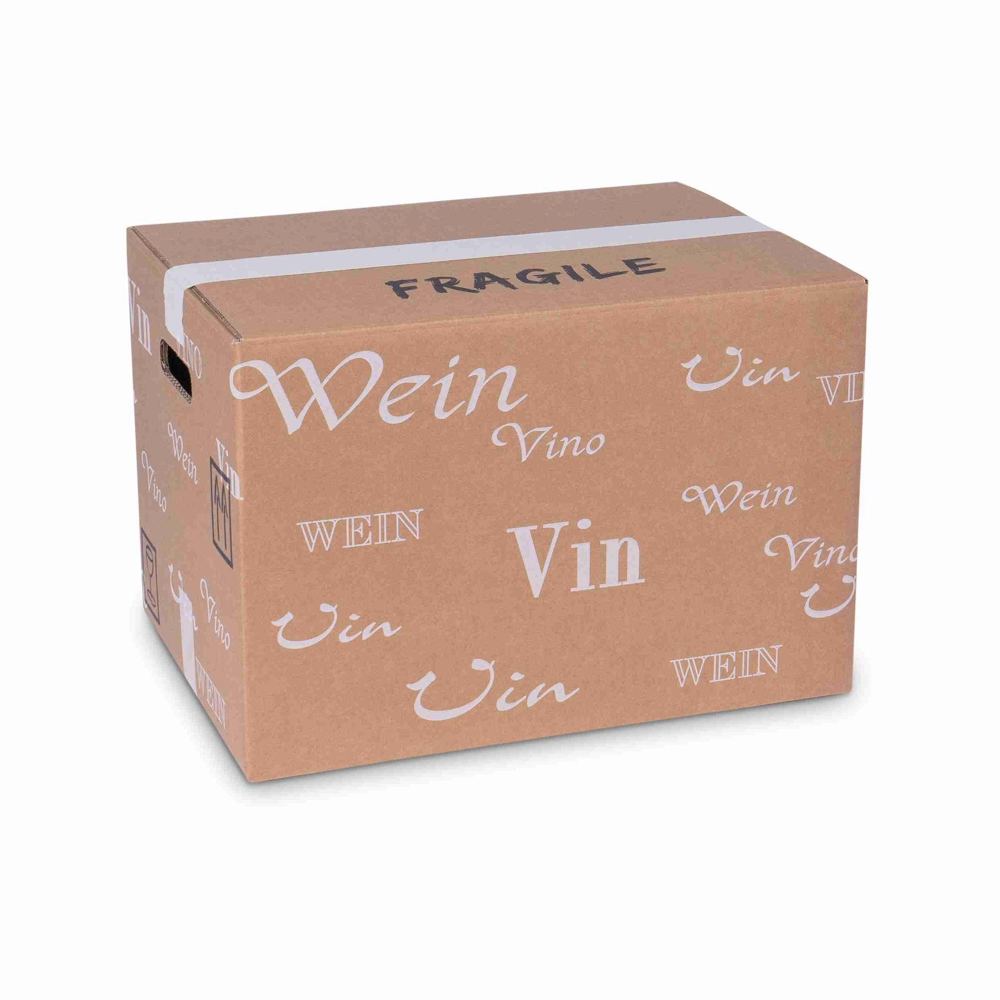 Model Trans-Scripto Weinversandkarton – für 20 × 0,75 l, max. 275 mm & Ø75 mm – 413 × 299 × 275 mm, braun – 1 Stk., ab 100 Stk.