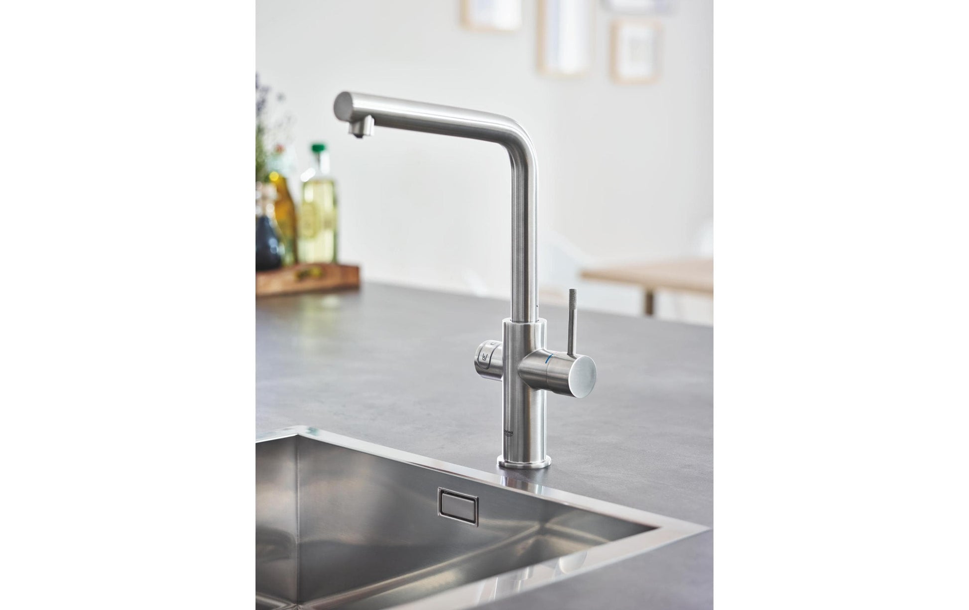 GROHE L-Auslauf Blue Home – Chrom, Wasserfilter (entnehmbar), Rotierender Ausguss (150°), Fernbedienung