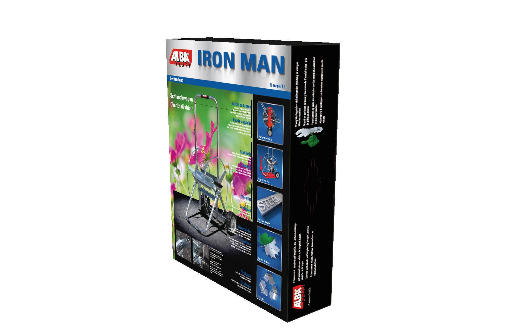 Alba-Krapf Iron Man Serie II Schlauchwagen 100 m – B 530 × H 947 × T 562 mm, für 3/4" Wasseranschluss