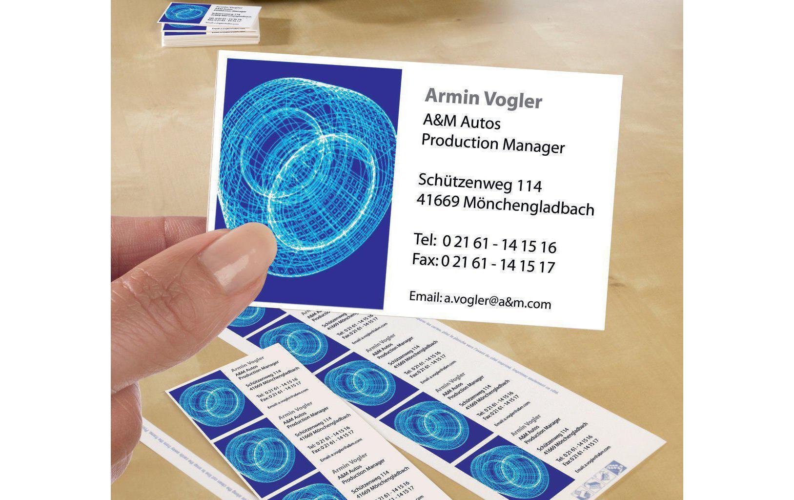 Avery Visitenkarten, 85 × 54 mm – A4, 10 pro Blatt – 250 Karten – FSC-zertifiziert, beidseitig bedruckbar