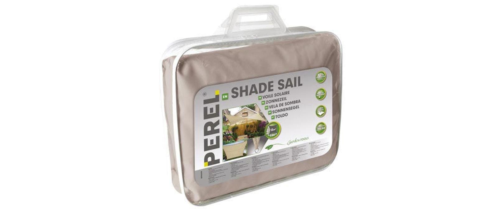 Perel Sonnensegel – 360 × 360 cm, braun, Polyester, 160 g/m²