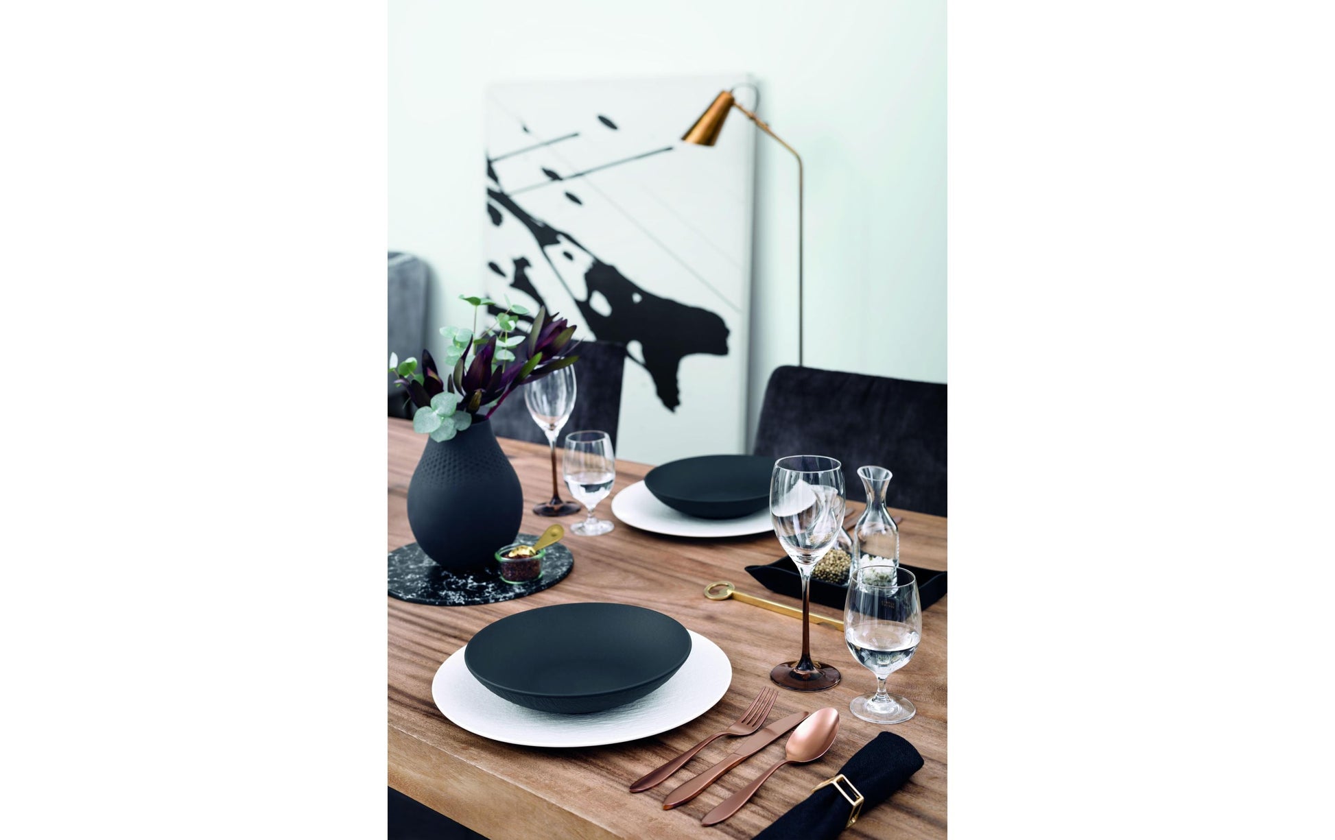 Villeroy & Boch Vase – Ø 16 × 20 cm – Porzellan, schwarz