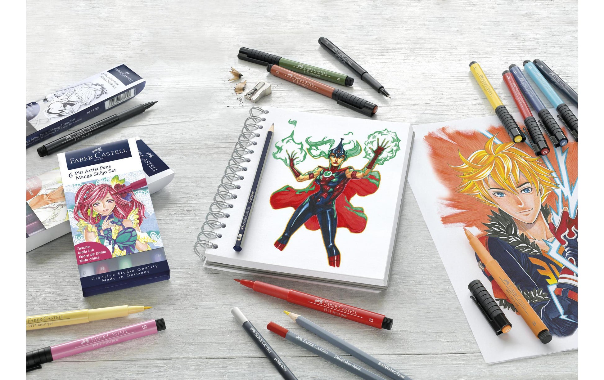 Faber-Castell Tuschestifte – farbig sortiert, Kunststoff, 19er-Pack, wasserfest, lichtbeständig