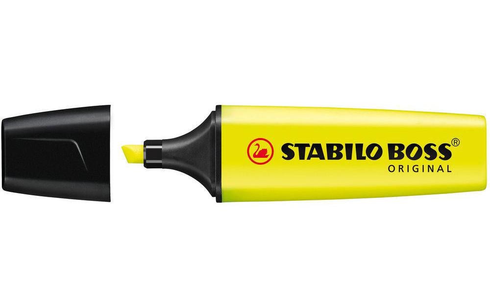 STABILO BOSS Original Textmarker – 5er Set, Farben sortiert, Keilspitze 2–5 mm, nachfüllbar