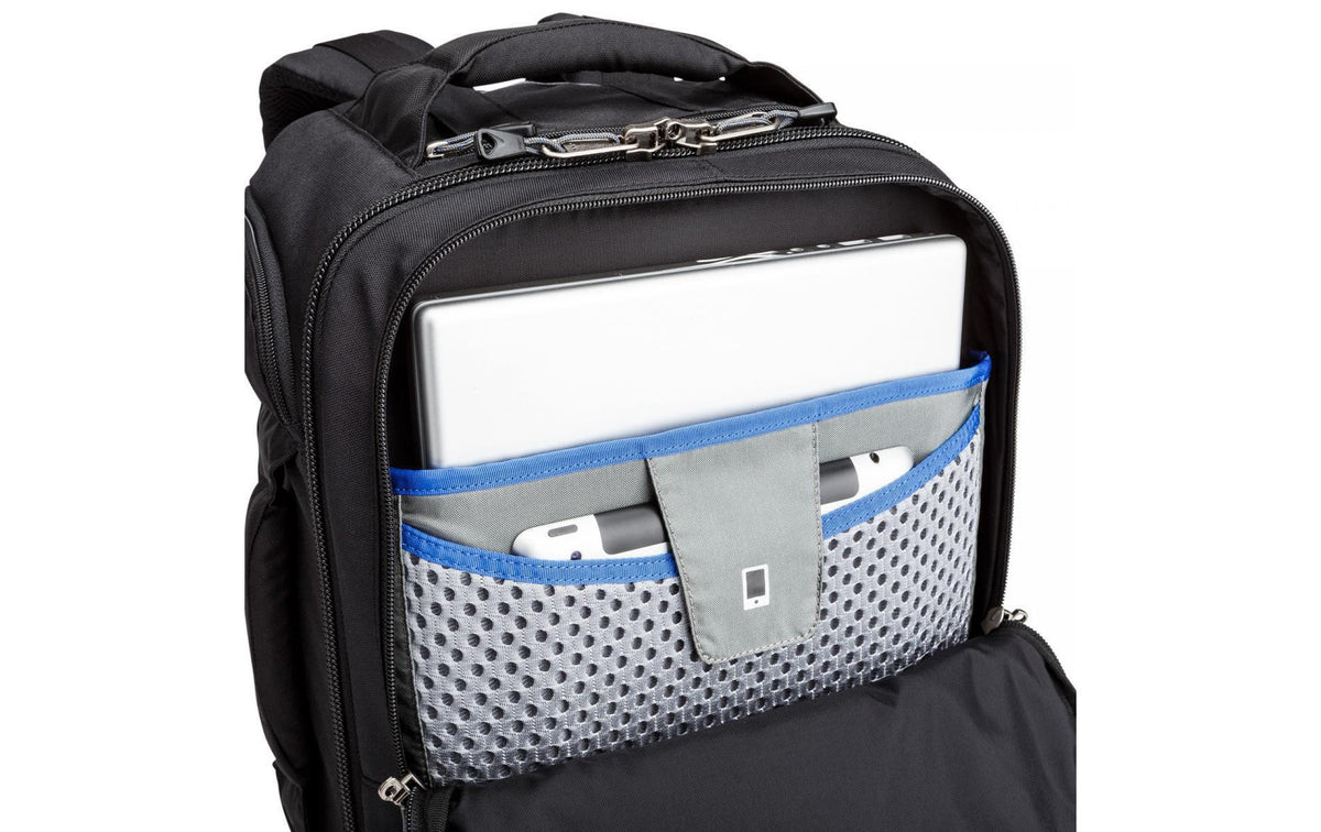 Think Tank Airport Essentials Rucksack – DSLR, 4 Objektive, Notebook-/Tablet-Fach, Regenhülle – Schwarz