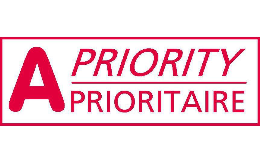 Trodat Printy 4911 – Selbstfärbender Wortstempel, Text A Priority, Deutsch – Abdruck 38 × 14 mm – rot