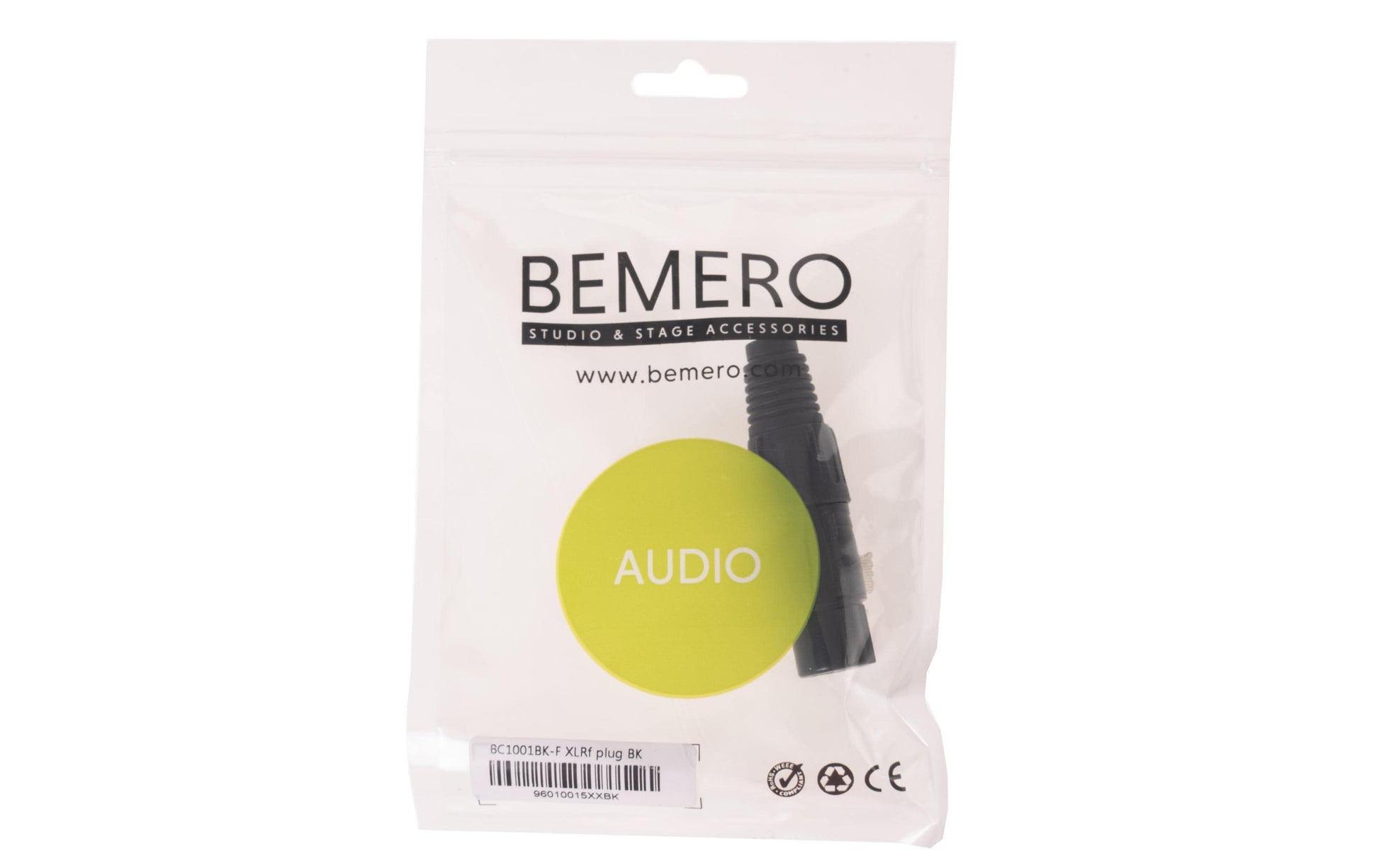Bemero BC1001BK-F – 3-poliger XLR-Stecker, weiblich, gerade, schwarz, 1 St.