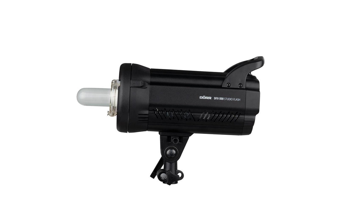 Dörr DFX-300 Studioblitz – 300 Ws, 150 W Lampe, 5500 K, 0,1–0,7 s Blitzfolgezeit, dimmbar – Schwarz