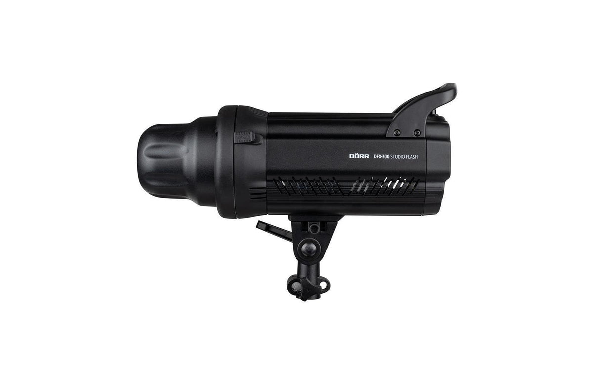 Dörr DFX-300 Studioblitz – 300 Ws, 150 W Lampe, 5500 K, 0,1–0,7 s Blitzfolgezeit, dimmbar – Schwarz