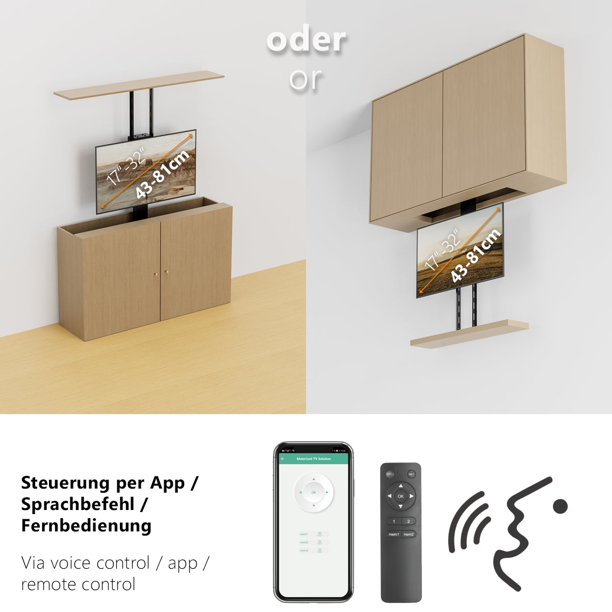 myWall HP 66 – Displayständer, Full-Motion, motorisiert, für 17–32", VESA 100×100–200×200, bis 45 kg