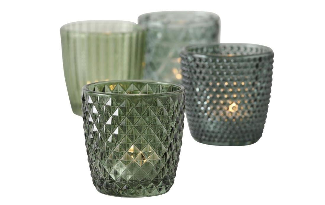 Boltze Marilu Windlicht – Glas, Grün – Ø 7,5 × 7,5 cm – 4-teilig