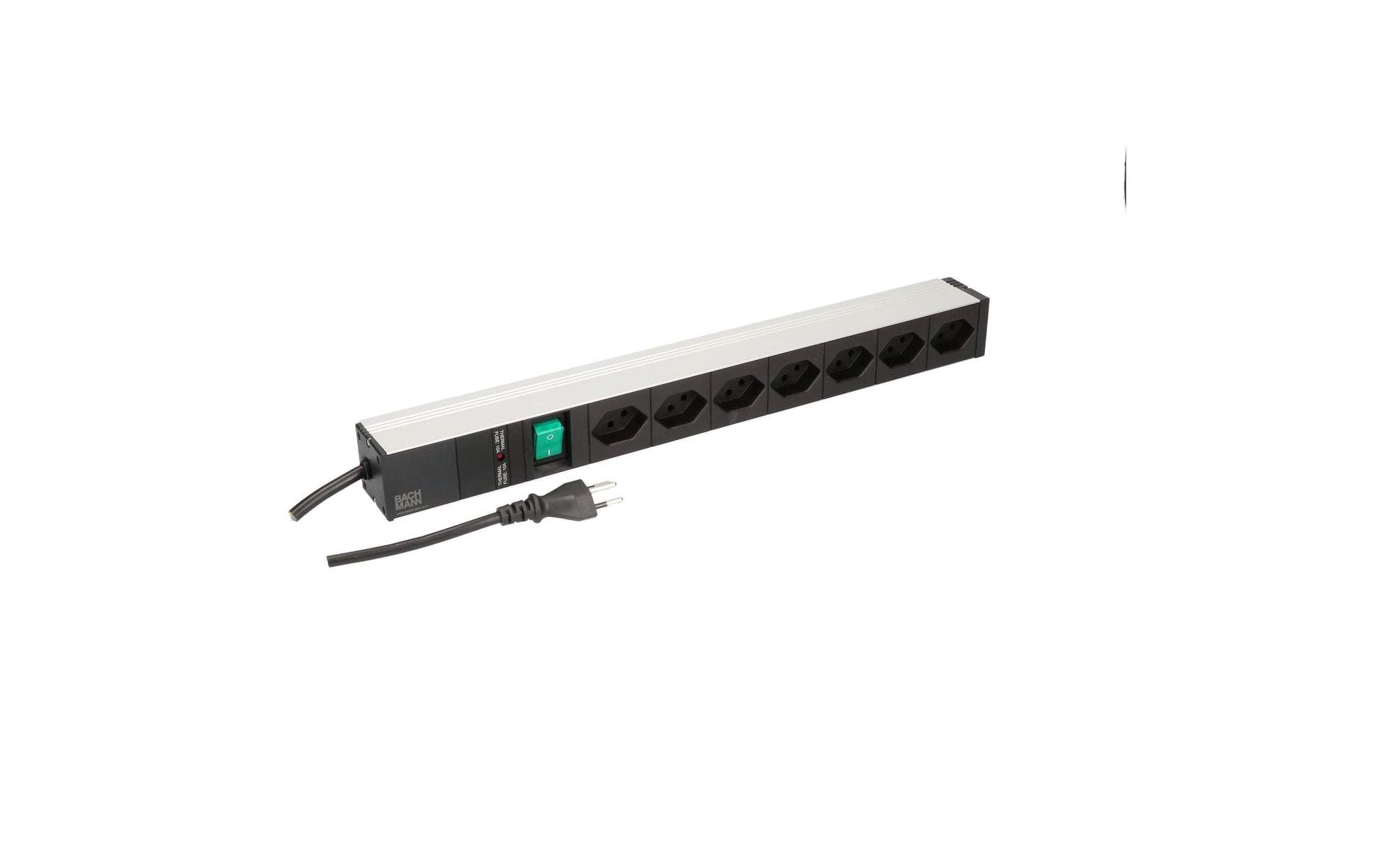 Bachmann PDU ALU – Rack-PDU Basic, 7× T13, Stecker T12, 1U horizontal, 3 m
