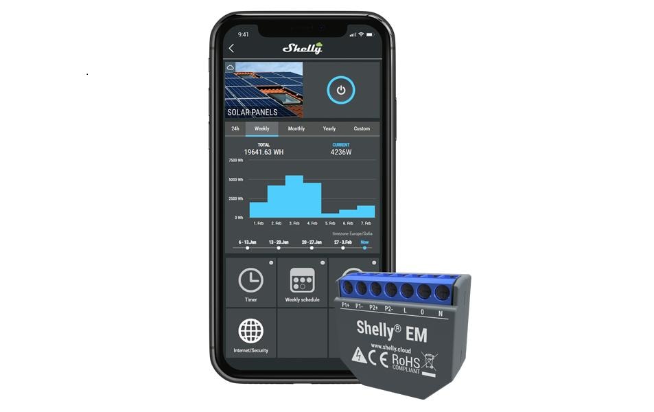 Shelly EM – Energiezähler – 120 A, WLAN, Wandmontage