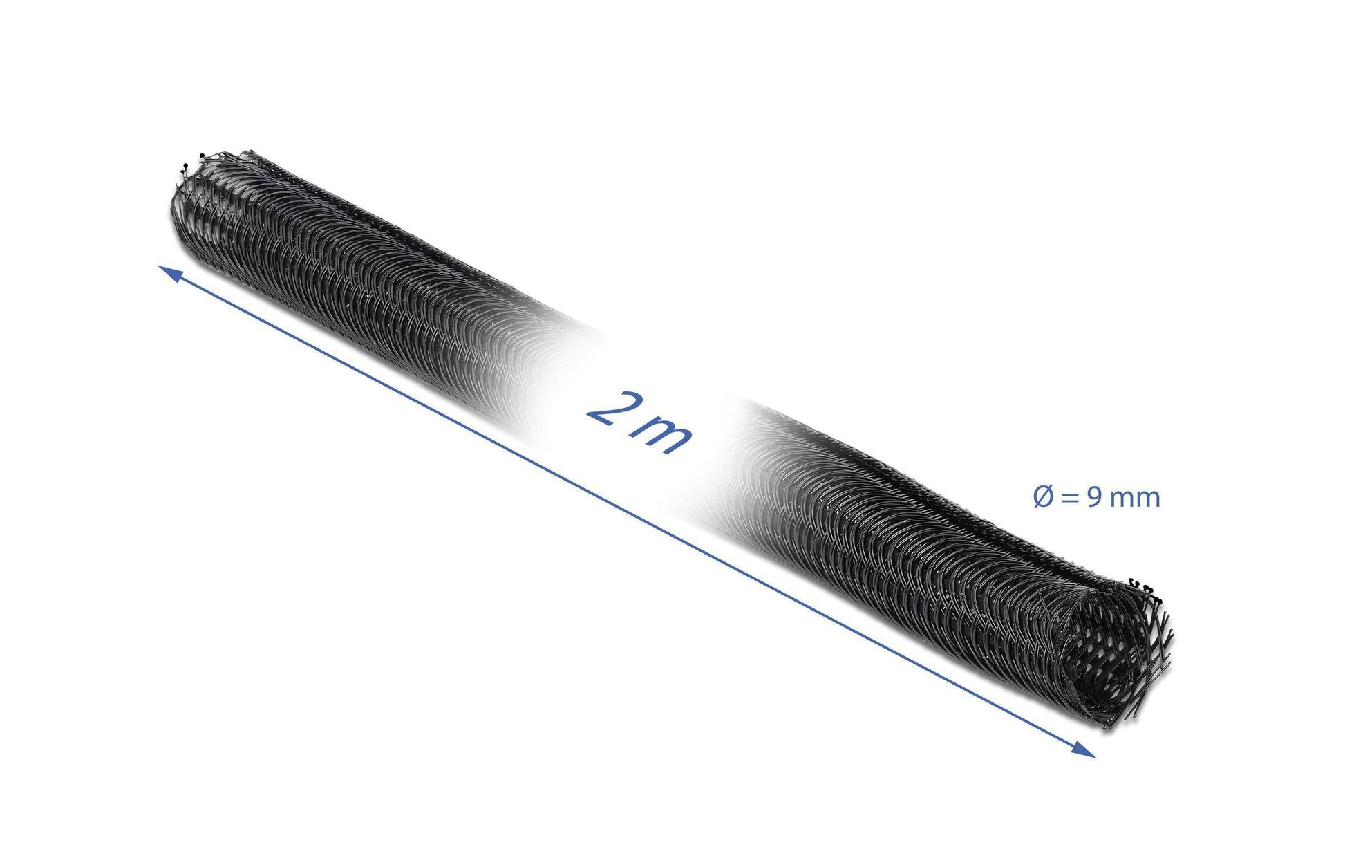 DeLOCK Kabelschlauch, Ø 9 mm × 2 m, wiederverwendbar – schwarz