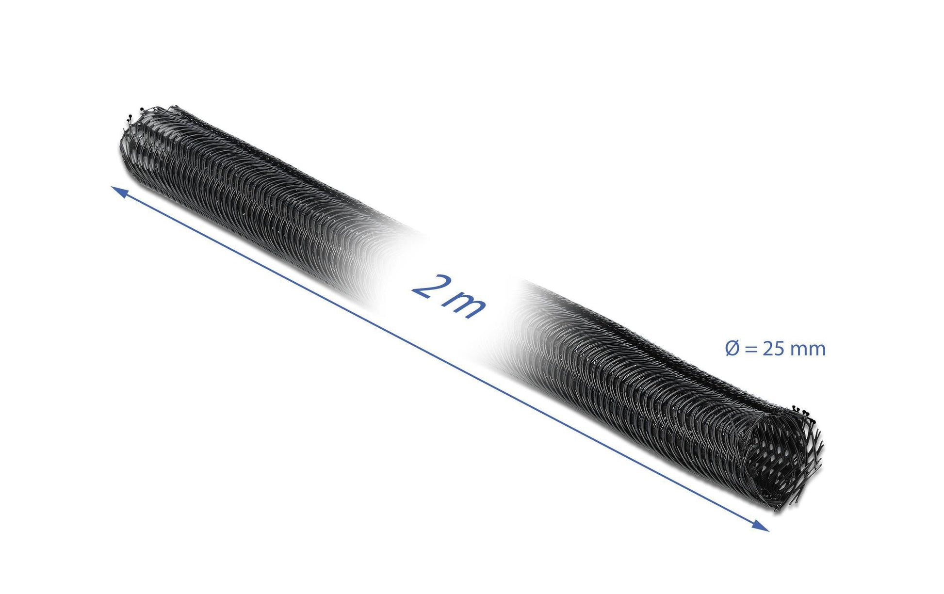 DeLOCK Kabelschlauch, Ø 25 mm × 2 m, zuschneidbar – schwarz