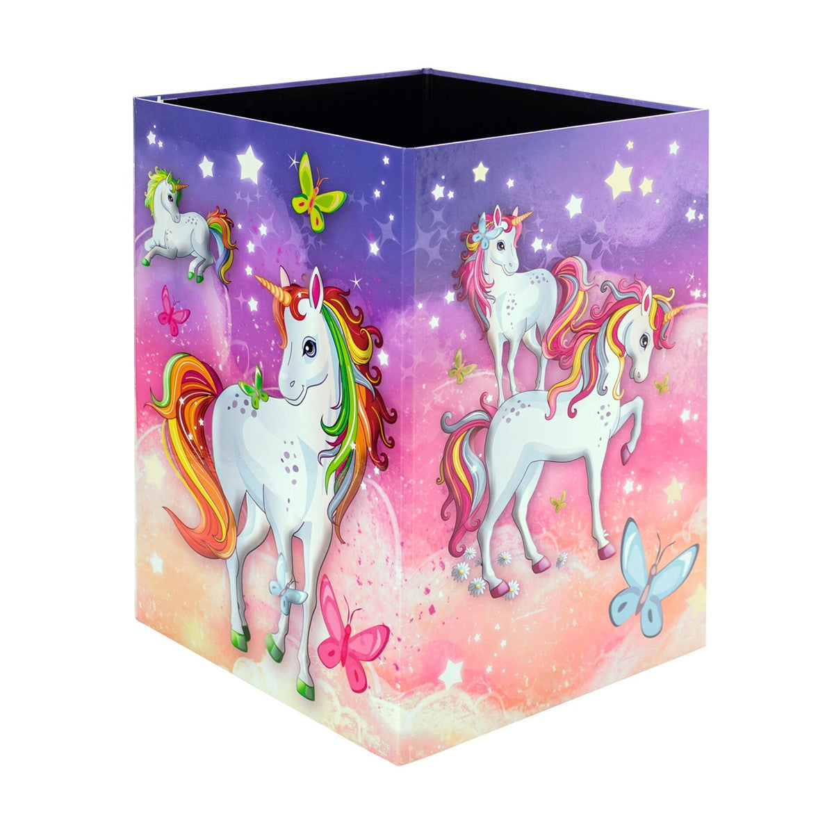 HERMA Papierkorb Einhorn – 15 l – Karton, mehrfarbig – B × H × T 220 × 315 × 220 mm