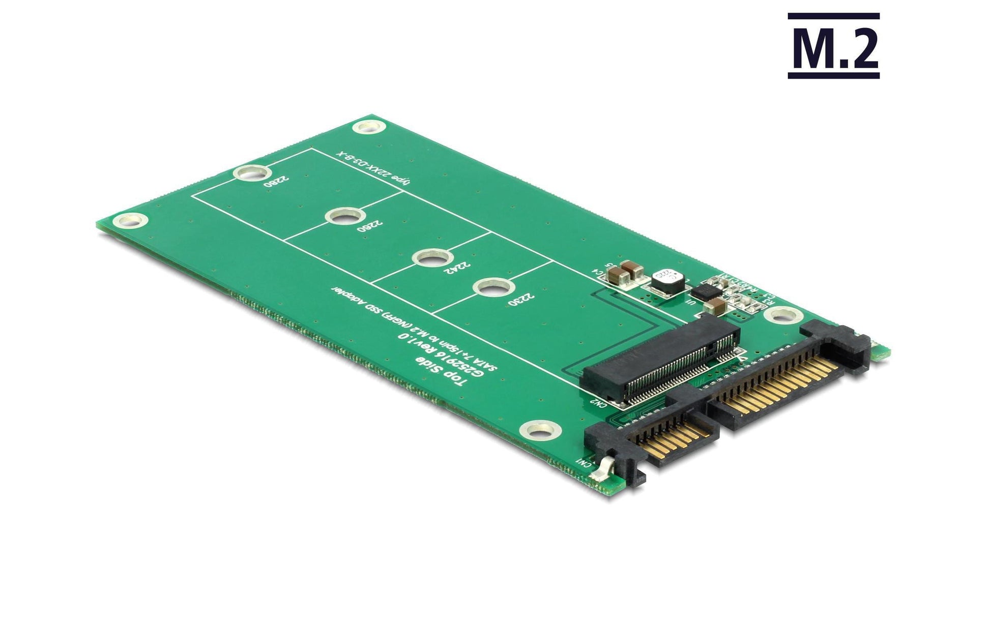 DeLOCK Adapterplatine M.2 (Key-B) zu SATA – für M.2 SATA SSDs (Key-B), ohne Rahmen, Grün