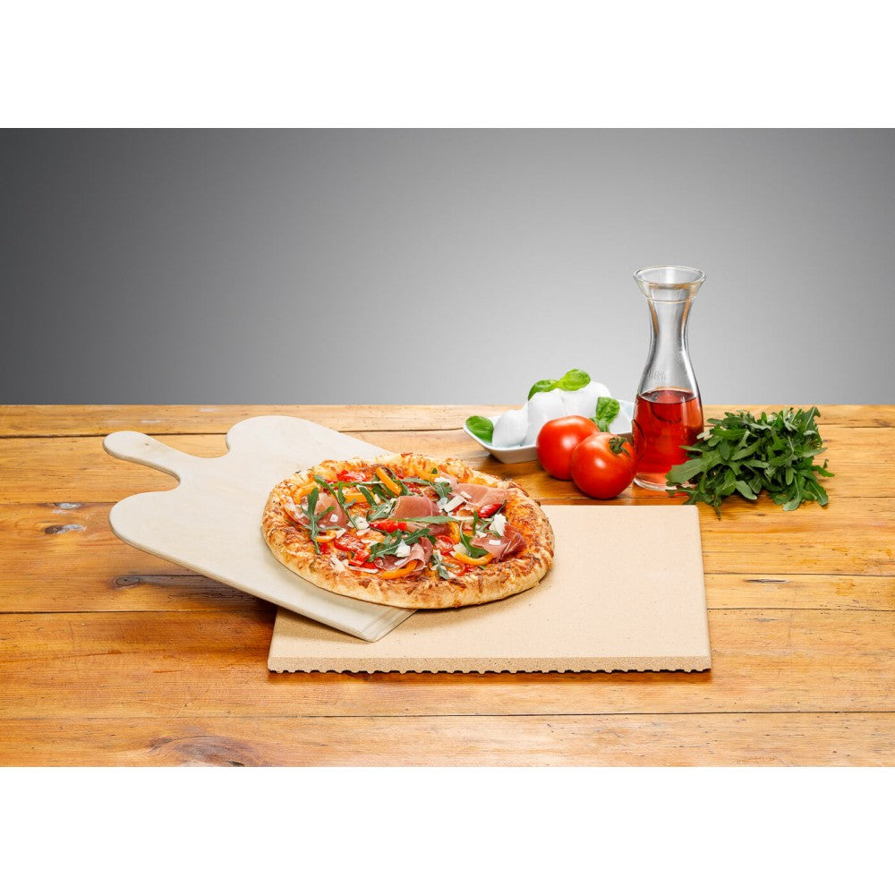 Rommelsbacher Pizza-/Brotbackstein-Set, 35 × 35 × 14 cm, Stein/Holz, Beige