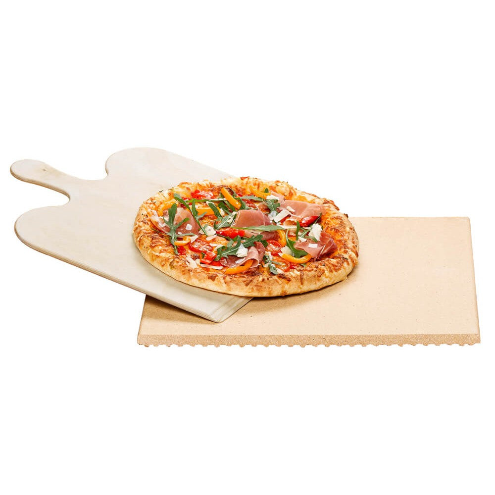 Rommelsbacher Pizza-/Brotbackstein-Set, 35 × 35 × 14 cm, Stein/Holz, Beige
