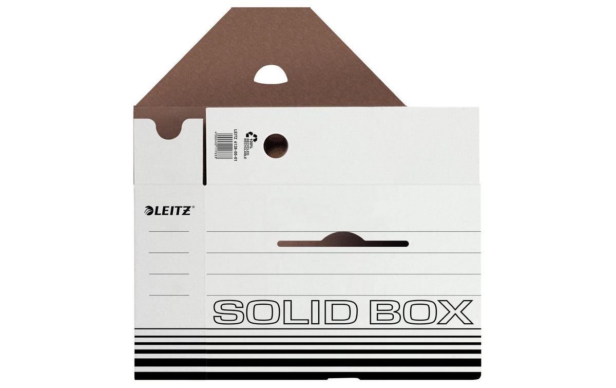 Leitz Solid Archivschachtel – für A4, B 100 × H 257 × T 330 mm, weiss, Karton, 10 Stück