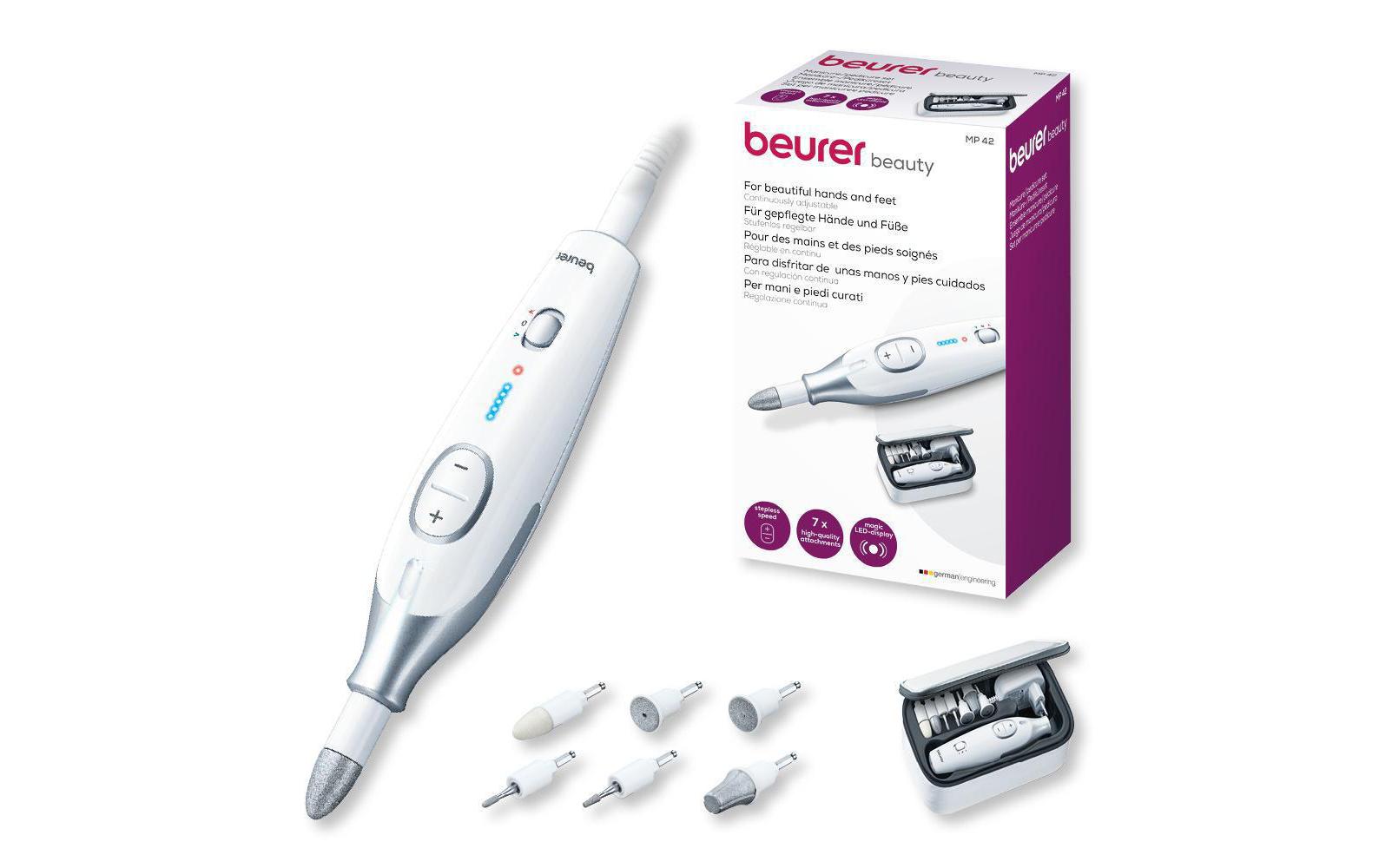 Beurer Maniküre- & Pediküre-Set MP42 – mit LED-Licht – 15,2 cm – weiss