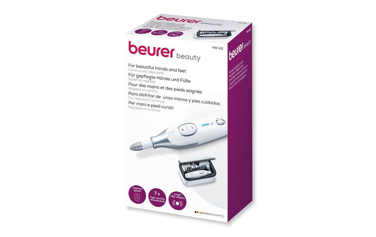 Beurer Maniküre- & Pediküre-Set MP42 – mit LED-Licht – 15,2 cm – weiss
