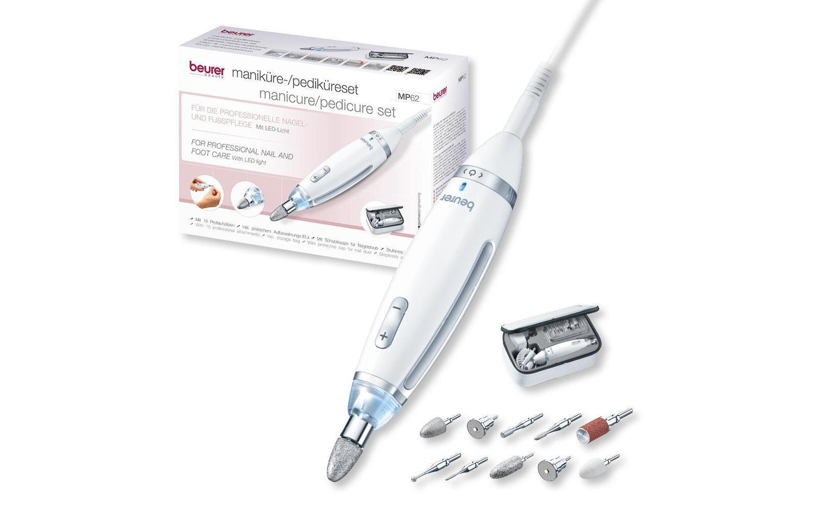 Beurer Maniküre-/Pediküre-Set MP62 – Netzbetrieb, mit LED-Licht – Weiss