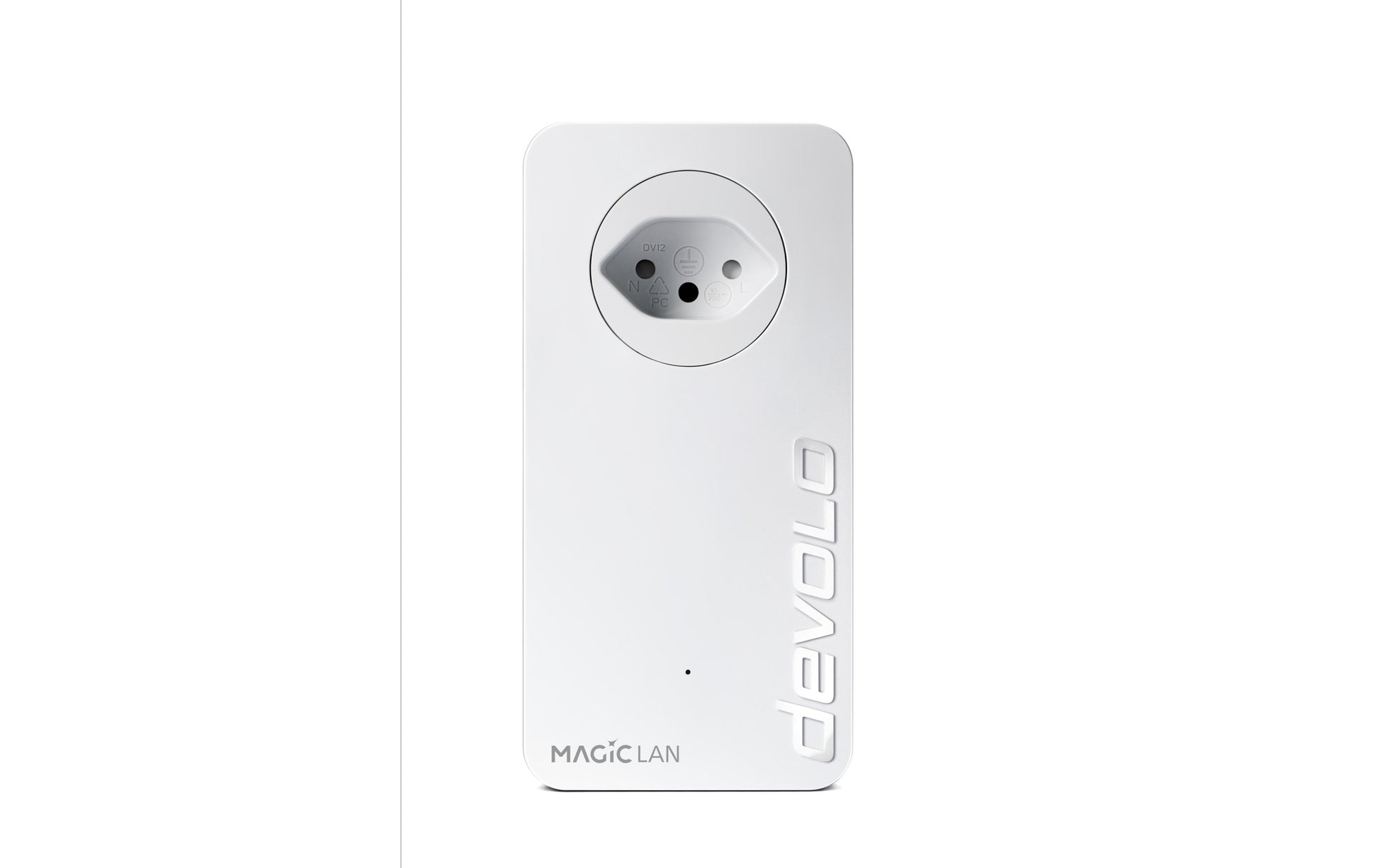 Devolo Magic 2 LAN triple – Powerline-Adapter (G.hn) 2,4 Gbit/s, 3× 1G RJ-45, mit Steckdose, weiss