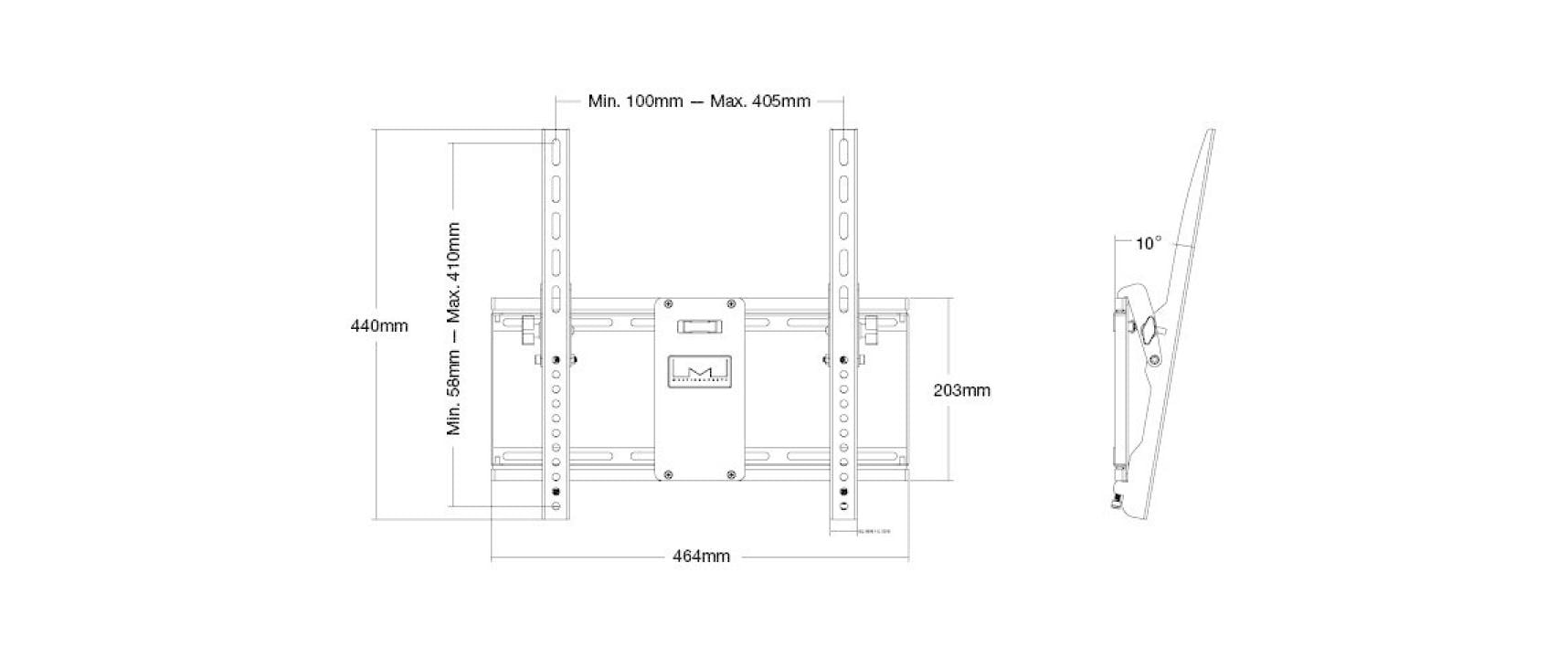 Multibrackets Neigbare Wandhalterung für 37", VESA 200×100, bis 75 kg, weiss