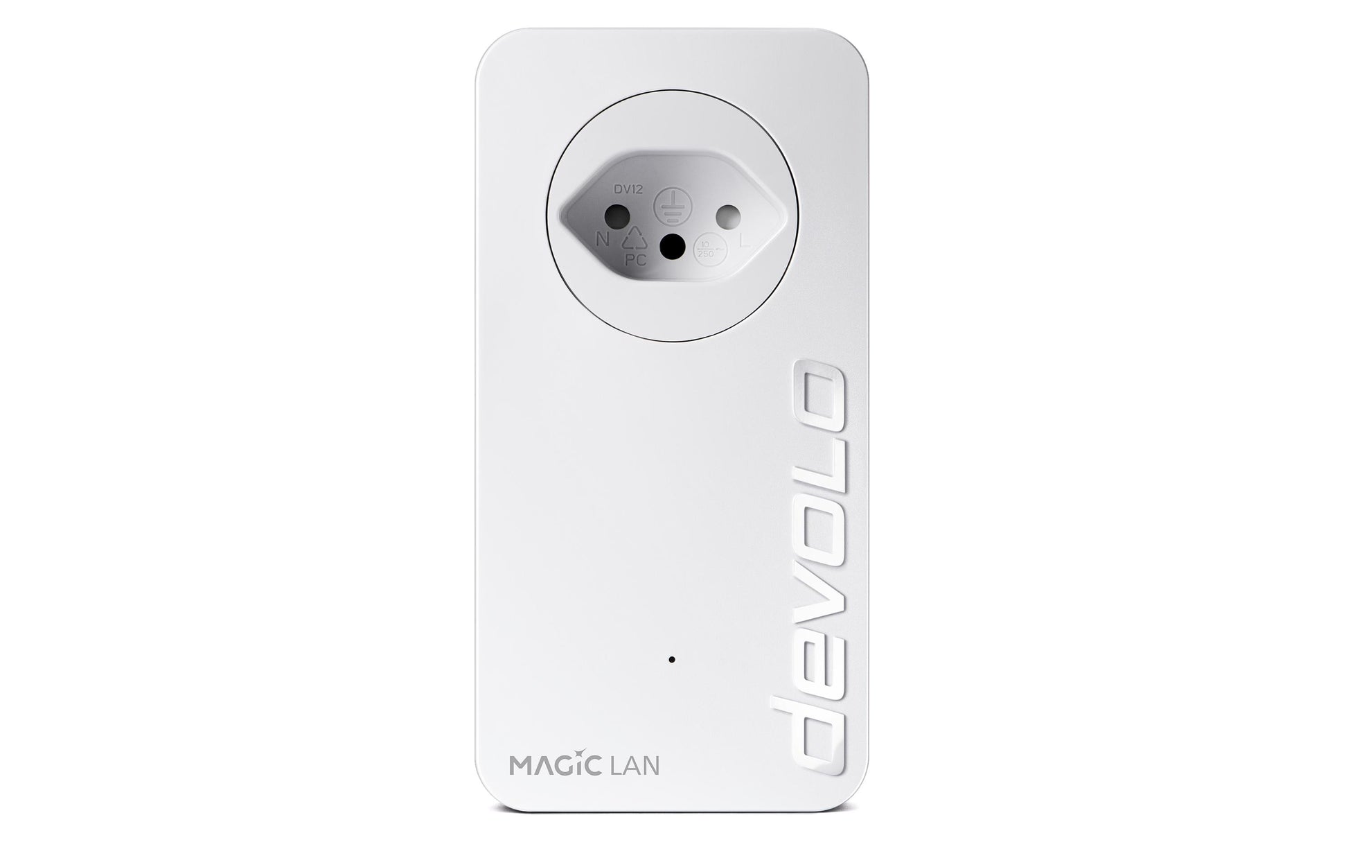 Devolo Magic 1 LAN – Powerline Adapter – 1200 Mbit/s, 1× RJ‑45 1G, 2er-Set, integrierte Steckdose, Weiss